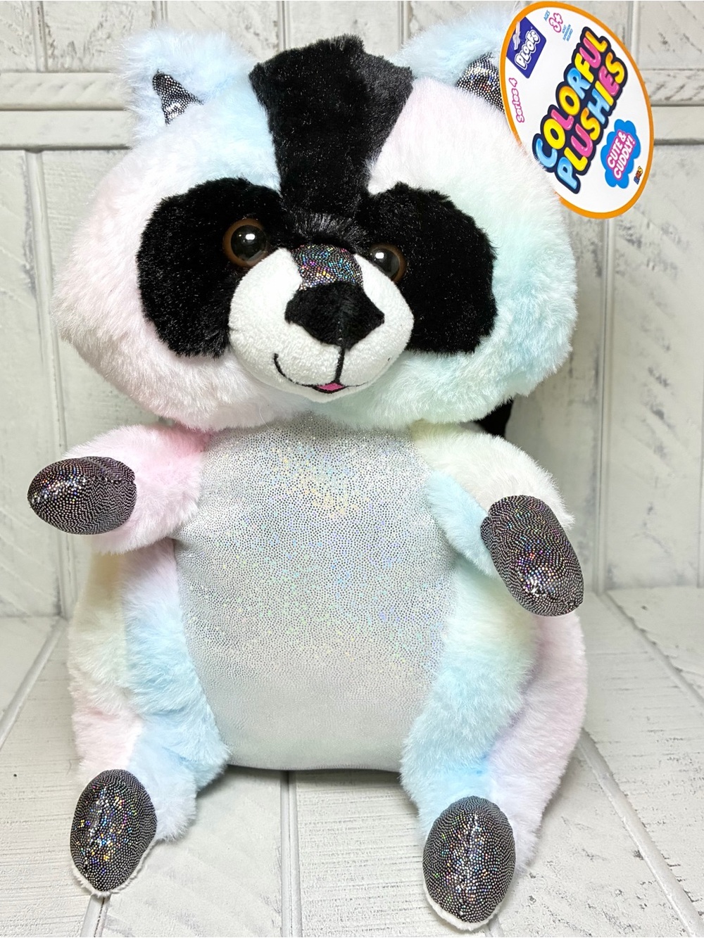 PLOOFS Colorful Plushies Series 4 Cute & Cuddly Raccoon Toy Pastel Tie Dye NWT
